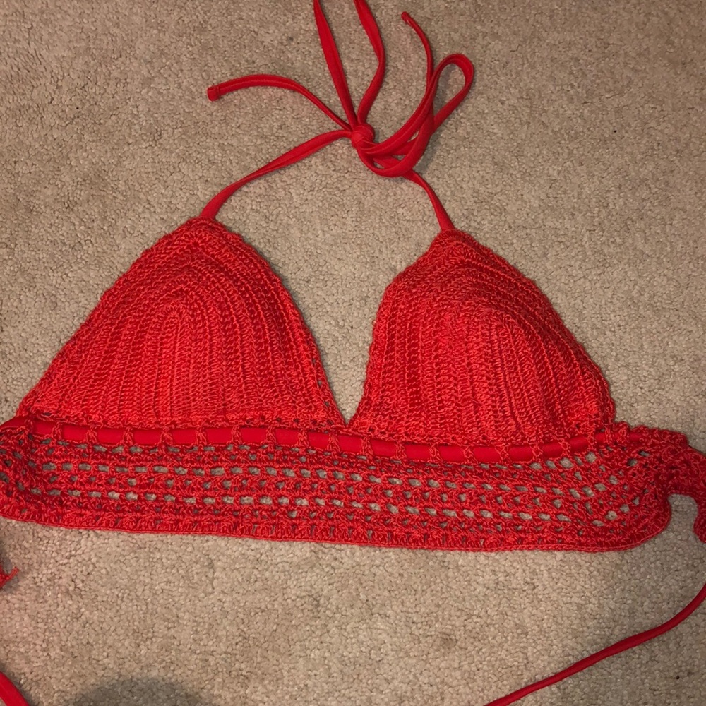 Red crochet bikini top!